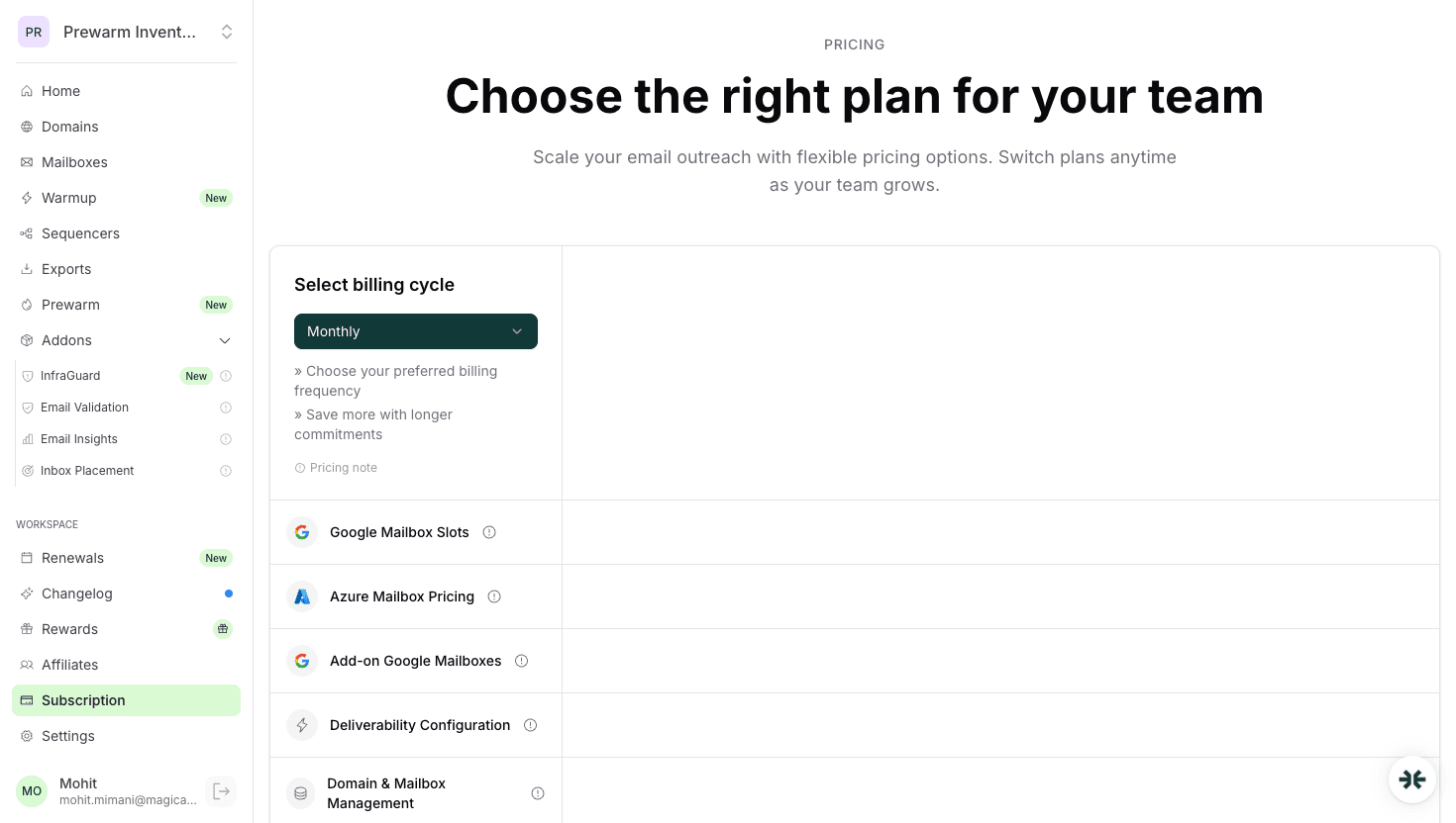 InboxKit transparent per-mailbox pricing for cold email infrastructure